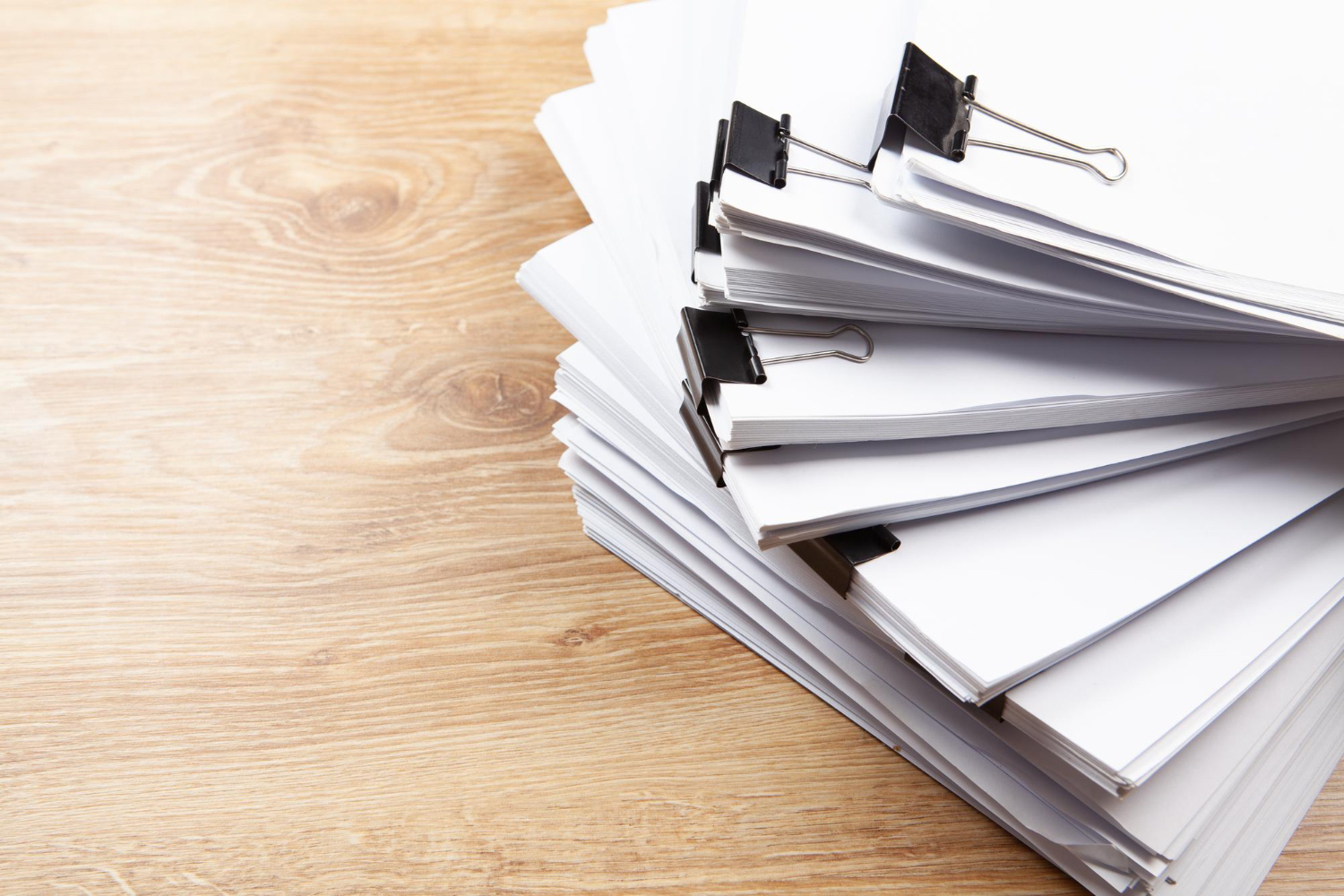 A stack of documents.